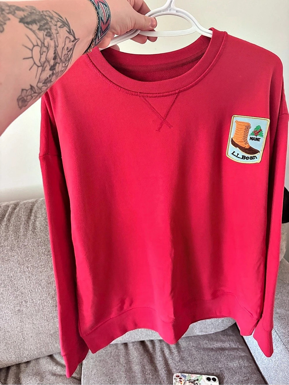 L.L.Bean Red Crewneck Sweatshirt Like New